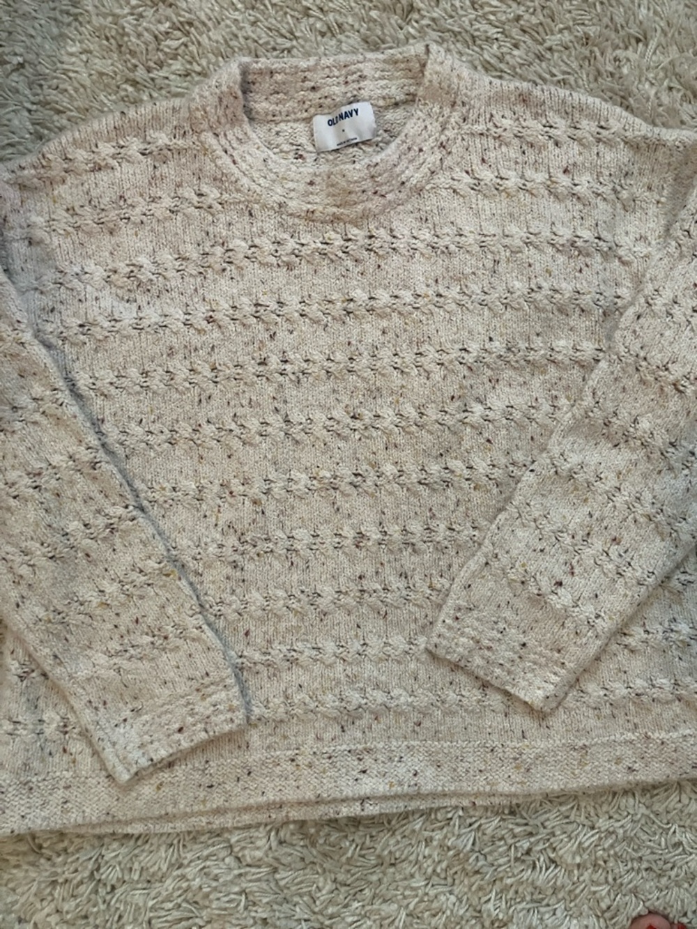 Old Navy Cream Speckled Crewneck Sweater